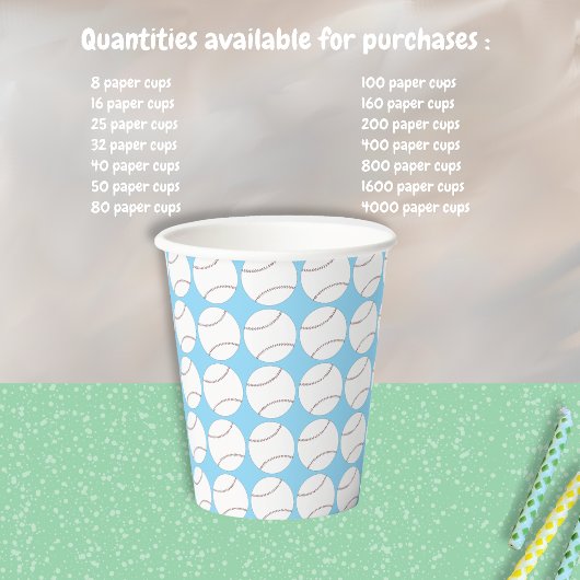 Baseball-Muster Hellblaue Papiertasse Pappbecher
