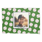 Baseball-Muster mit Foto - Teamsport-Grün Kissenbezug (Vorderseite)