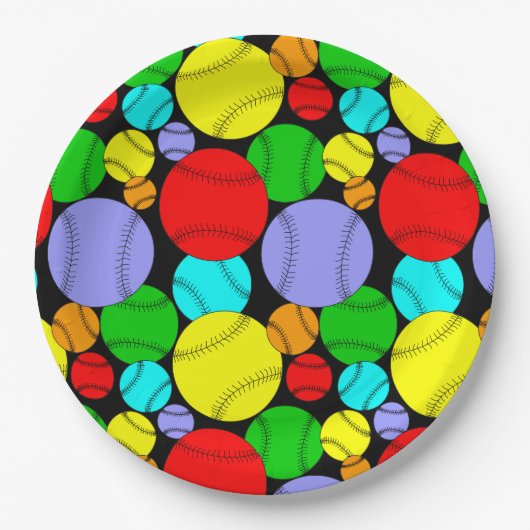 Baseball-Muster Pappteller (Vorderseite)