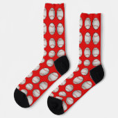 Baseball-Muster roter Hintergrund Socken (Linkes Detail)