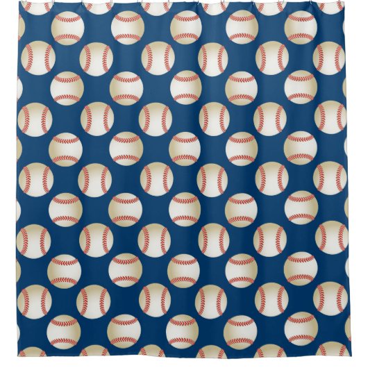 Baseball-Muster-Sport-Thema-Marine-Blau Duschvorhang (Vorderseite)