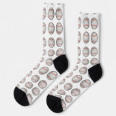 Baseball-Muster weißer Hintergrund Socken (Linkes Detail)