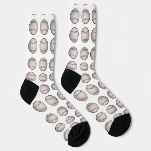 Baseball-Muster weißer Hintergrund Socken (Rechts)