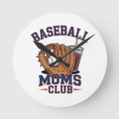 Baseball Mütter Club Muttertag Runde Wanduhr (Vorderseite)