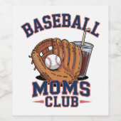 Baseball Mütter Club Muttertag Weinetikett (Einzelnes Label)