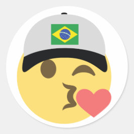 Baseball-Mütze Brasiliens Emoji Runder Aufkleber