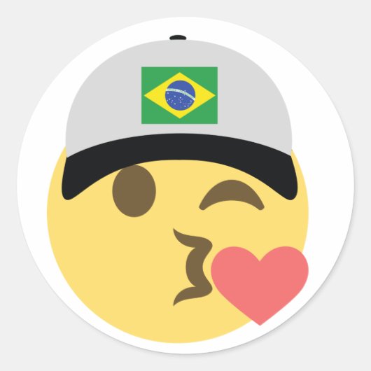 Baseball-Mütze Brasiliens Emoji Runder Aufkleber (Vorderseite)