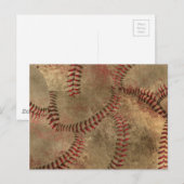 Baseball-Nähcollage-Hintergrund Postkarte (Vorne/Hinten)