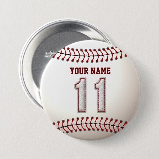 Baseball näht Spieler Nr. 11 und individuellen Button (Vorne & Hinten)