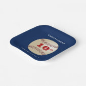 Baseball, Name 9th/10th Birthday Party Blue Square Pappteller (Gewinkelt)