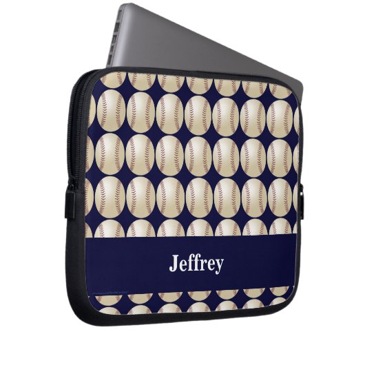Baseball, Name, dunkelblauer Computer Laptopschutzhülle (Vorne Rechts)