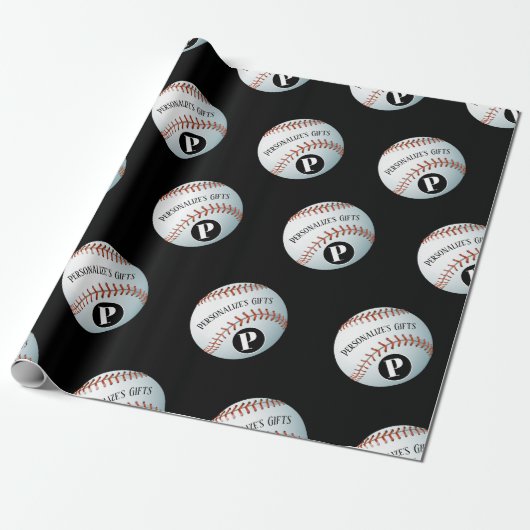 Baseball-Name für die benutzerdefinierte Monografi Geschenkpapier (Ungerollt)