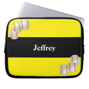 Baseball, Name, Gelb und Schwarz, Minimalistischer Laptopschutzhülle
