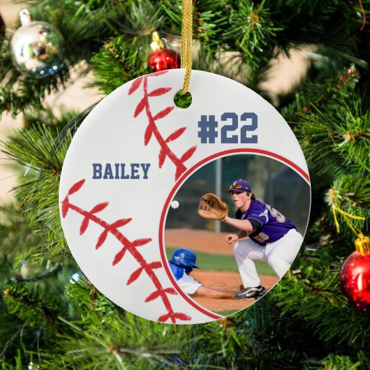 Baseball Name Jersey Nummer Foto Keepake Keramik Ornament