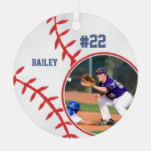 Baseball Name Jersey Nummer Foto Keepake Ornament Aus Metall (Vorderseite)