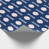 Baseball Name Pattern Navy Blue Geschenkpapier (Ecke)