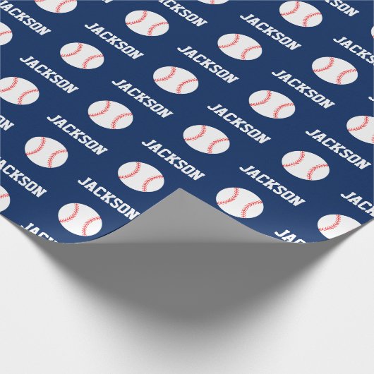 Baseball Name Pattern Navy Blue Geschenkpapier (Ecke)