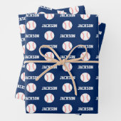 Baseball Name Pattern Navy Blue Geschenkpapier Set (Beispiel)