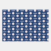 Baseball Name Pattern Navy Blue Geschenkpapier Set (Vorderseite)