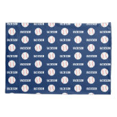 Baseball Name Pattern Navy Blue Kissenbezug (Rückseite)