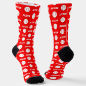 Baseball Name Red Pattern Socken (Gewinkelt)