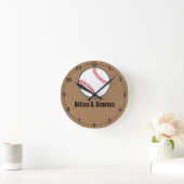 Baseball Name Sport Room Boy Brown Runde Wanduhr (Zuhause)