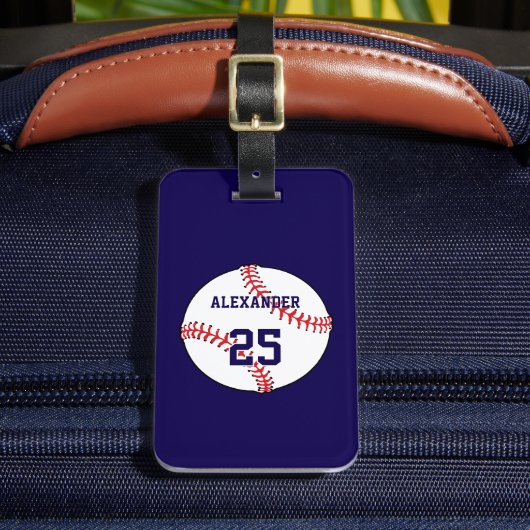 Baseball | Name und Nummer Gepäckanhänger (Vorderseite Insitu 2)