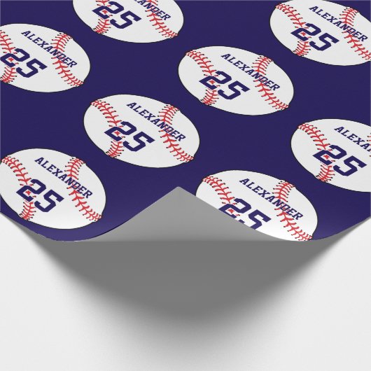 Baseball | Name und Nummer Geschenkpapier (Ecke)