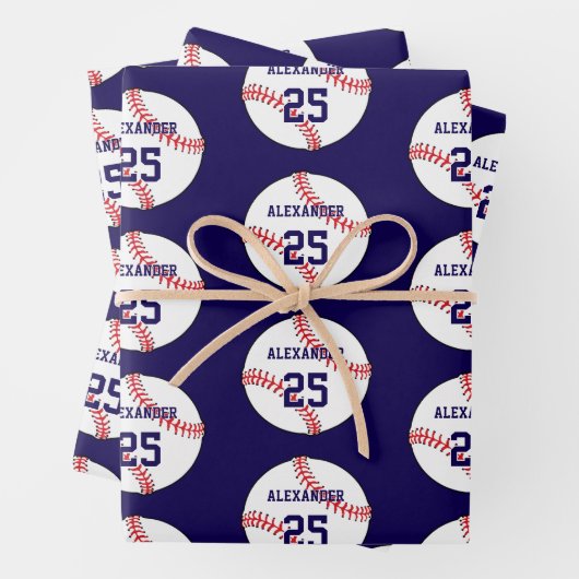 Baseball | Name und Nummer Geschenkpapier Set (Beispiel)