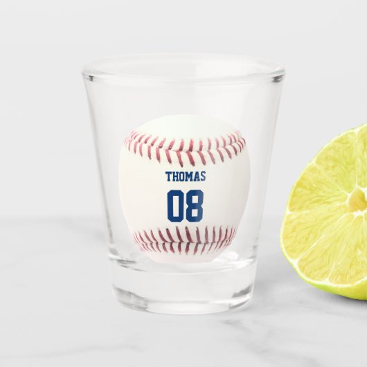 Baseball-Name und -Nummer Personalisiert Schnapsglas (Vorderseite)