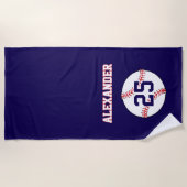 Baseball | Name und Nummer Strandtuch (Vorderseite)