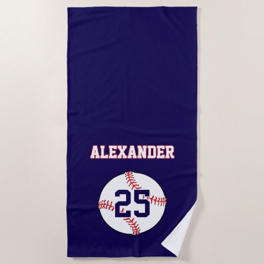 Baseball | Name und Nummer Strandtuch (Vorderseite)