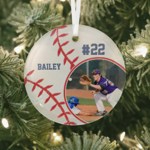 Baseball Namens Trikot Nummer Foto Andenken Ornament Aus Glas