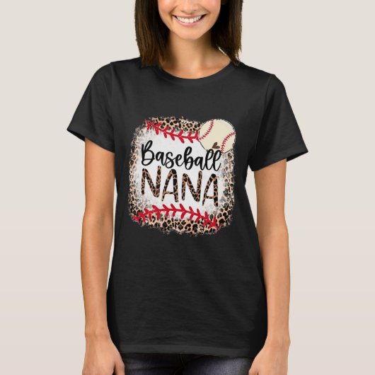 Baseball Nana Softball Leopard Matching Family T-Shirt (Vorderseite)