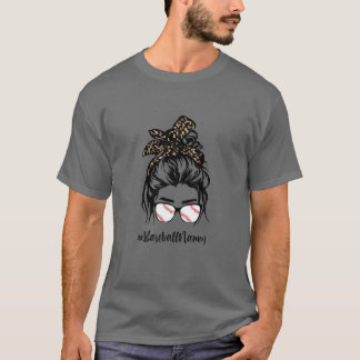 Baseball Nanny Messy Hair Bun Leopard Frauen Mutte T-Shirt