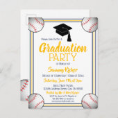Baseball Navy & Gold Graduation Party Einladungspostkarte (Vorne/Hinten)