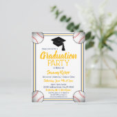 Baseball Navy & Gold Graduation Party Einladungspostkarte (Stehend Vorderseite)