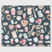 Baseball Navy Textur Geschenkpapier (Flach)