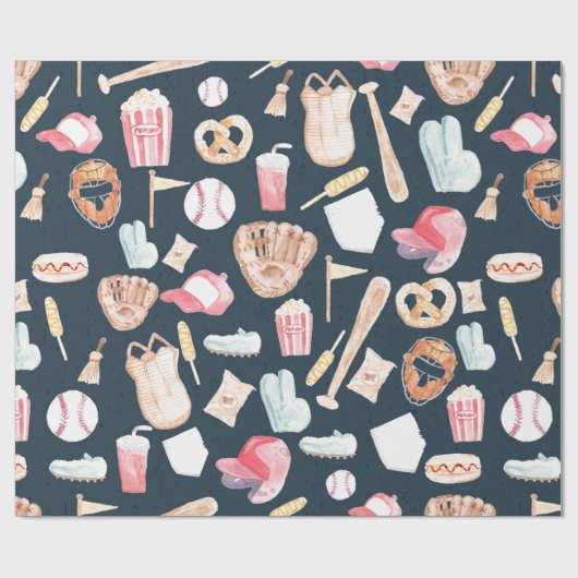 Baseball Navy Textur Geschenkpapier (Flach)