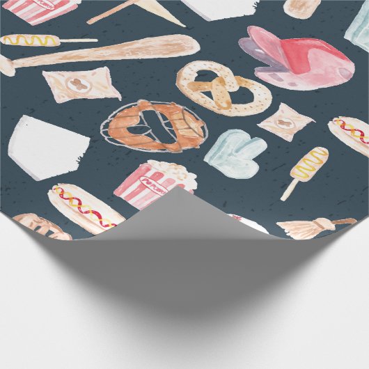 Baseball Navy Textur Geschenkpapier (Ecke)