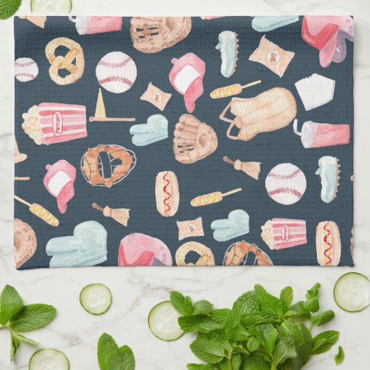 Baseball Navy Textur Geschirrtuch (Gefaltet)
