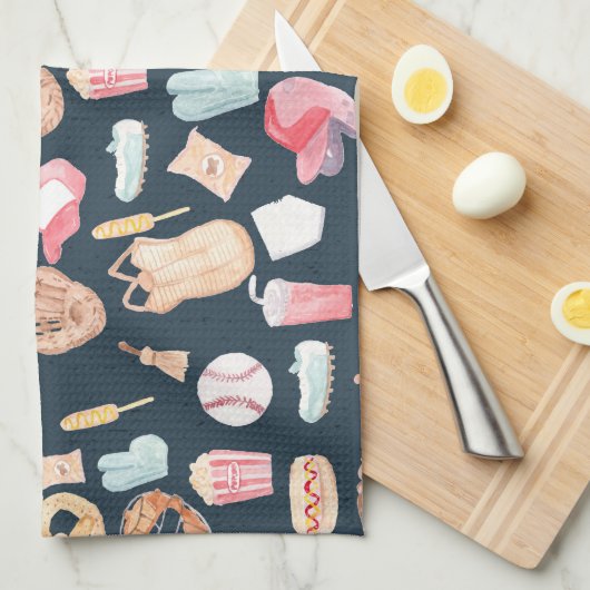 Baseball Navy Textur Geschirrtuch (Viertel Falte)