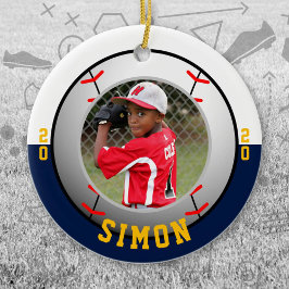 Baseball Navy White Team Colors Keramik Ornament