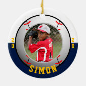 Baseball Navy White Team Colors Keramik Ornament (Hinten)