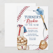 Baseball, Neuling, Erster Geburtstag Einladung (Vorne/Hinten)