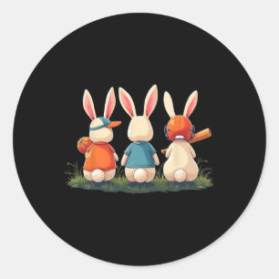 Baseball Niedlich Ostersport Bunnies Basketball Fo Runder Aufkleber