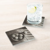 Baseball Nostalgie - Baseballs Glasuntersetzer (Schrägansicht)