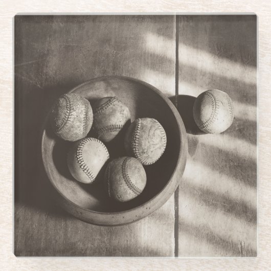 Baseball Nostalgie - Baseballs Glasuntersetzer (Vorderseite)