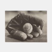 Baseball Nostalgie - Mitt und Baseball Fußmatte (Vorderseite)