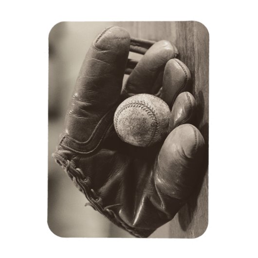 Baseball Nostalgie - Mitt und Baseball Magnet (Vertikal)